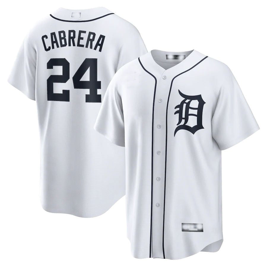 Miguel Cabrera #24 Detroit Tigers Home Limited Player Name Baseball Jersey - White