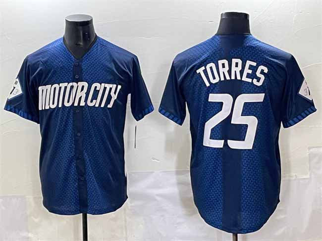 Gleyber Torres #25 Detroit Tigers City Connect Cool Base Limited B Jersey - Navy