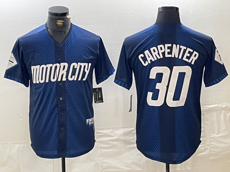 Kerry Carpenter #30 Detroit Tigers 2024 City Connect Cool Base Limited Stit Jersey - Navy