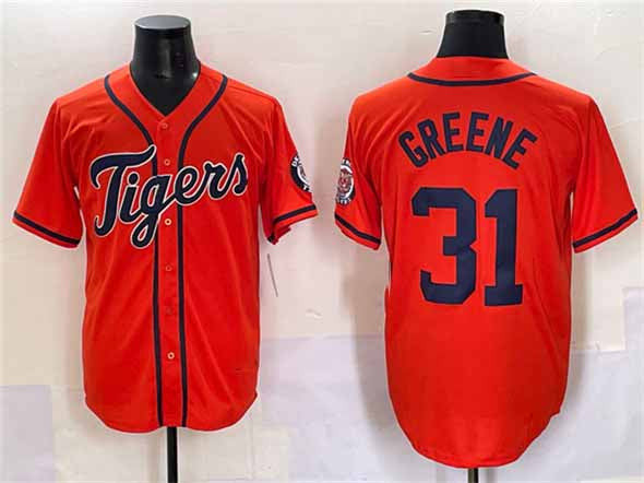Riley Greene #31 Detroit Tigers Patch Cool Base Baseball Je Limited Jersey - Orange