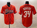 Jake Rogers #34 Detroit Tigers Patch Cool Base Baseball Jer Limited Jersey - Orange