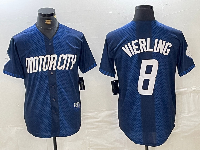 Matt Vierling #8 Detroit Tigers 2024 City Connect Cool Base Limited Stitche Jersey - Navy