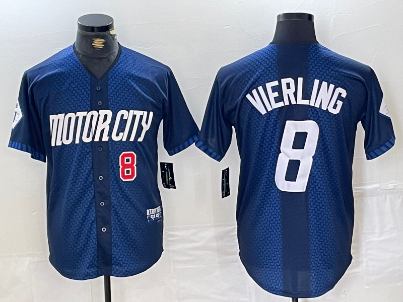 Matt Vierling #8 Detroit Tigers 2024 Number City Connect Cool Base Limited Jersey - Navy