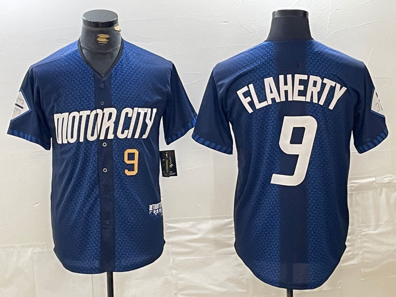Jack Flaherty #9 Detroit Tigers 2024 City Connect Cool Base Limited Stitche Jersey - Navy
