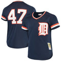 Jack Morris #47 Detroit Tigers Throwback Mesh Pullover Limited Jersey - Navy
