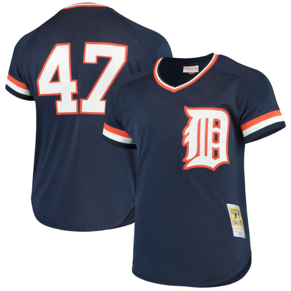 Jack Morris #47 Detroit Tigers Throwback Mesh Pullover Limited Jersey - Navy