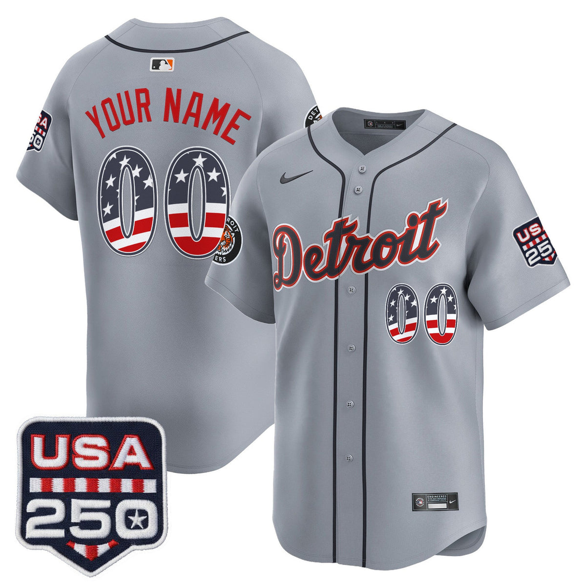 Detroit Tigers Usa Fourth Of July Vapor Premier Limited Custom Jersey