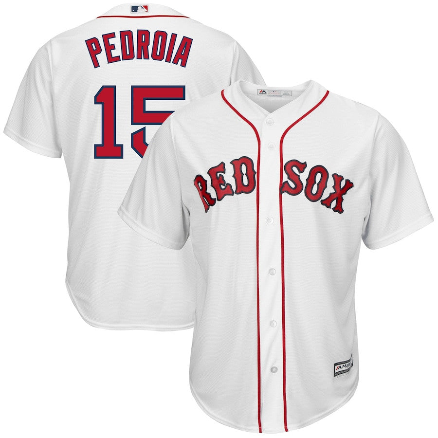 Dustin Pedroia #15 Boston Red Sox Majestic Big And Tall Limited Cool Base Player Jersey - White