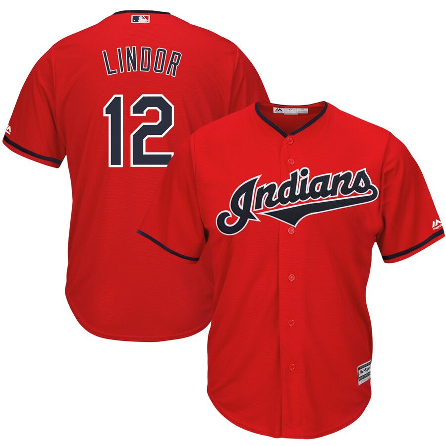 Francisco Lindor #12 Cleveland Indians Majestic 2019 Alternate Limited Cool Base Player Jersey - Scarlet