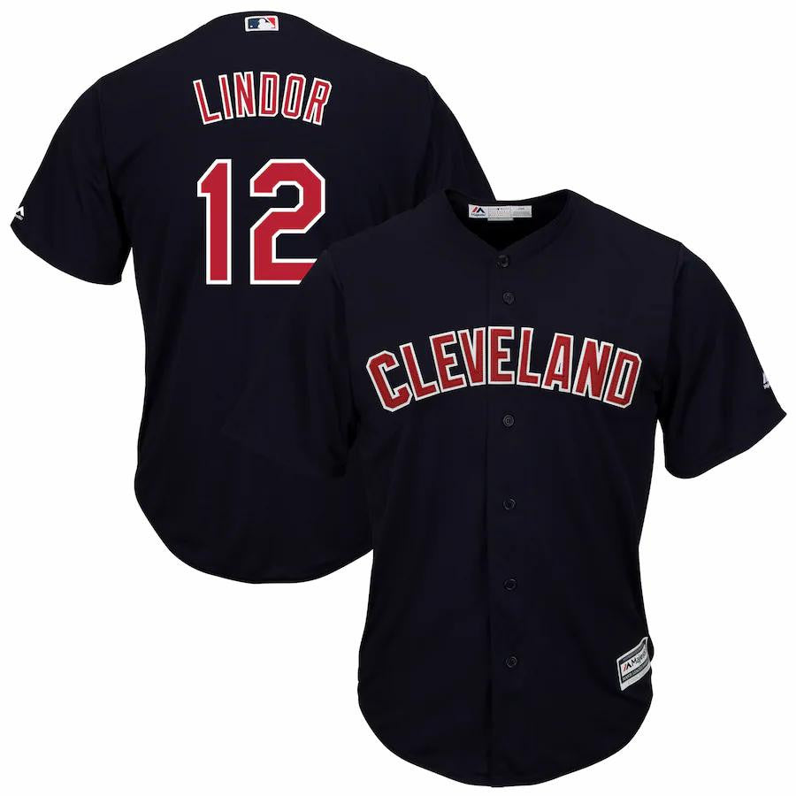 Francisco Lindor #12 Cleveland Indians Majestic Big And Tall Alternate Limited Cool Base Player Jersey - Navy