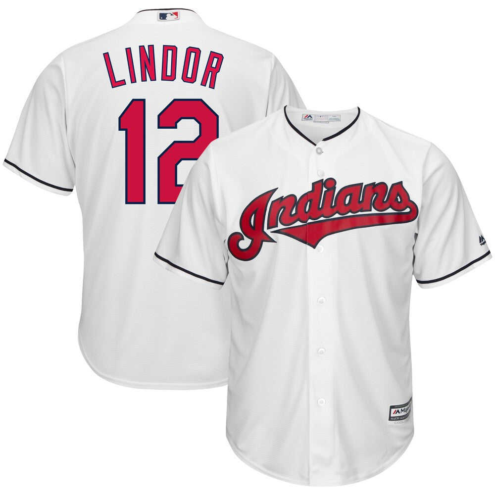 Francisco Lindor #12 Cleveland Indians Majestic Tall Home Big Limited Cool Base Player Jersey - White