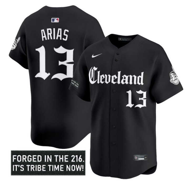 Gabriel Arias #13 Cleveland Indians Gothic Iron Edition Limited Jersey - Black