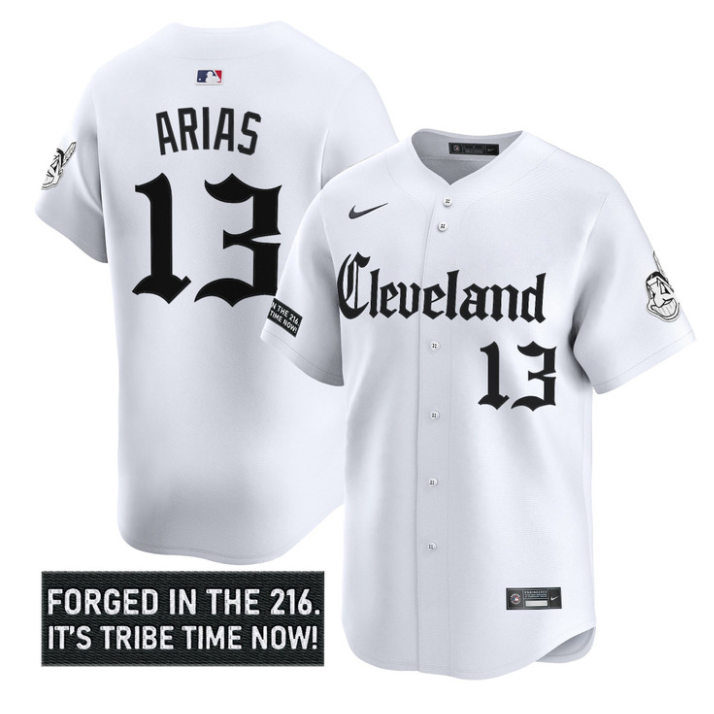 Gabriel Arias #13 Cleveland Indians Gothic Iron Edition Limited Jersey - White