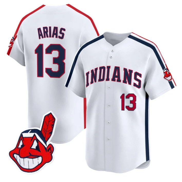 Gabriel Arias #13 Cleveland Indians Ricky Wild Thing Vaughn Limited Jersey - White