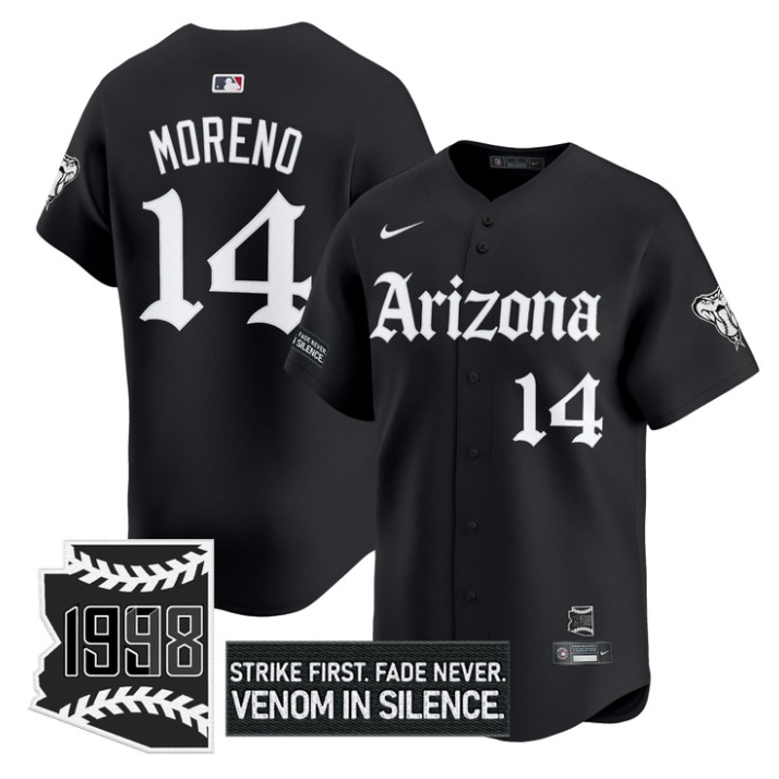 Gabriel Moreno #14 Arizona Diamondbacks Gothic Desert Fang Edition Limited Jersey - Black