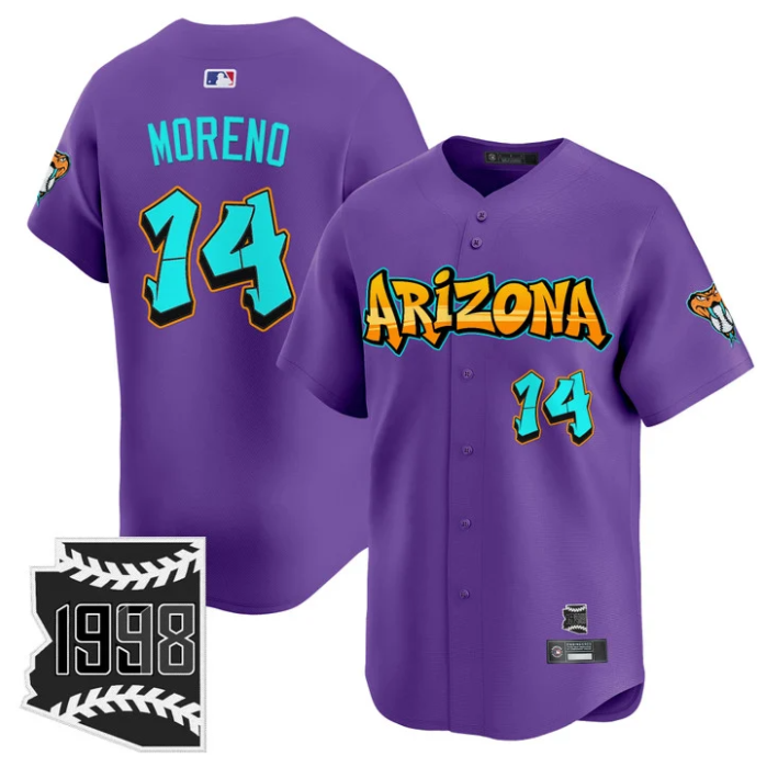 Gabriel Moreno #14 Arizona Diamondbacks Graffiti Desert Ink Limited Jersey - Purple
