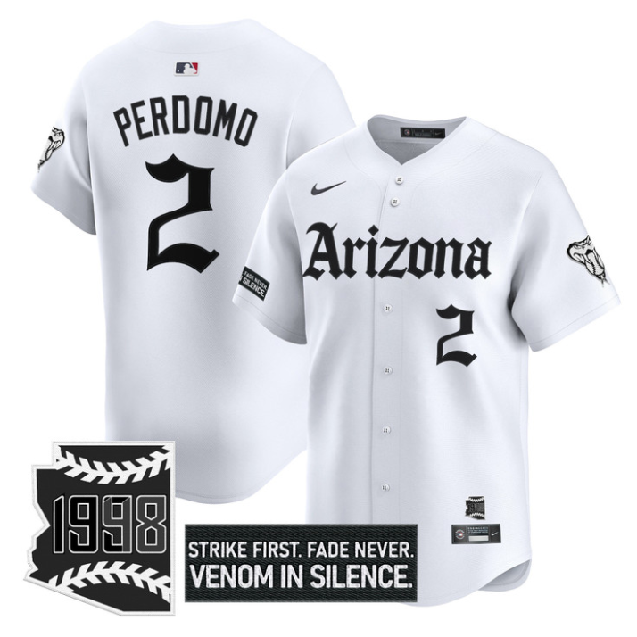 Geraldo Perdomo #2 Arizona Diamondbacks Gothic Desert Fang Edition Limited Jersey - White