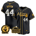 Hank Aaron #44 Atlanta Braves Atliens Patch Limited Jersey - Black Gold
