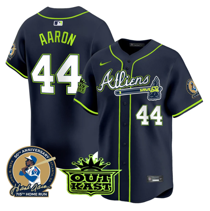 Hank Aaron #44 Atlanta Braves Atliens Patch Limited Jersey