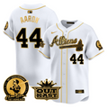 Hank Aaron #44 Atlanta Braves Atliens Patch Limited Jersey - White Gold