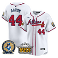 Hank Aaron #44 Atlanta Braves Atliens Patch Limited Jersey - White