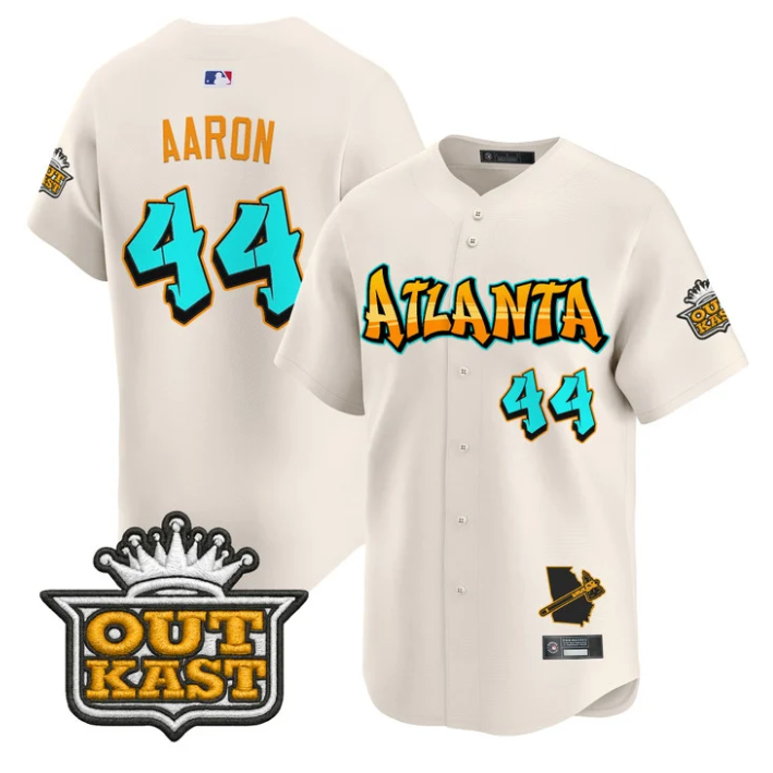 Hank Aaron #44 Atlanta Braves Graffiti A-Town Edition Limited Jersey - Cream