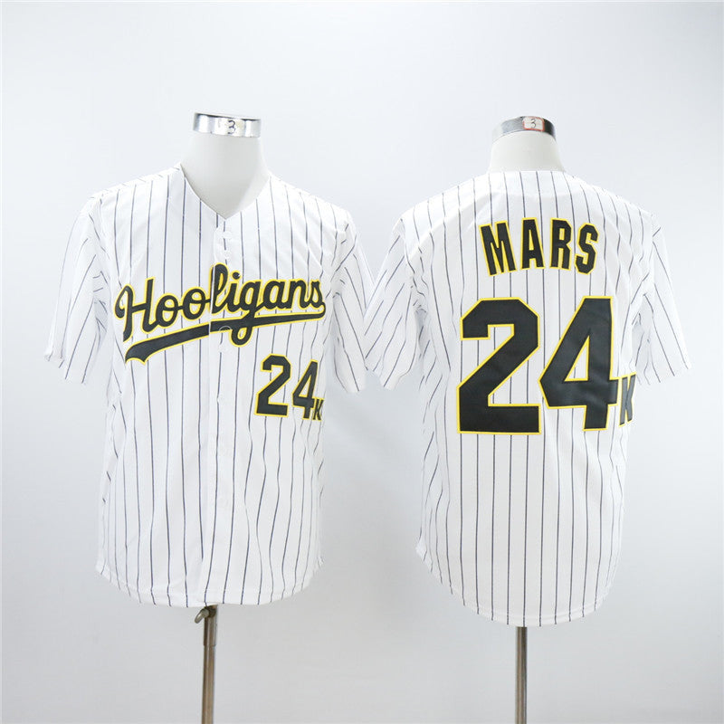 Bruno Mars Movie Hooligans #24K Limited Baseball Jersey - White