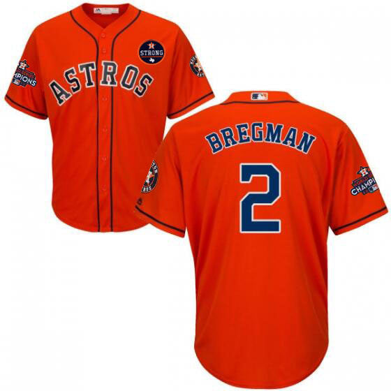 Alex Bregman #2 Houston Astros 2017 Cool Base World Series Champions Limited Jersey - Orange