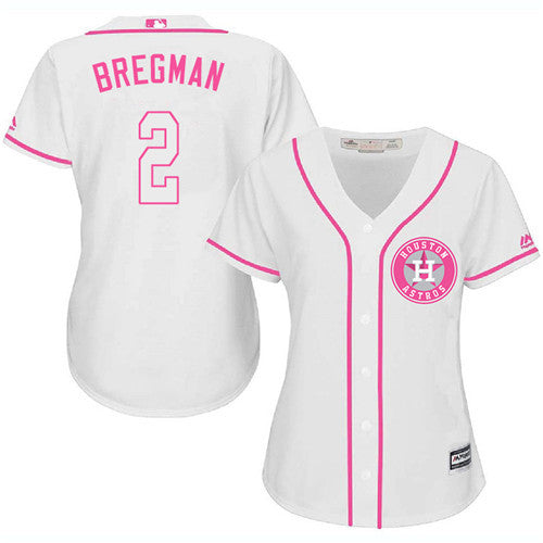 Alex Bregman #2 Houston Astros Womens Fashion Limited Baseball Jersey - White Pink