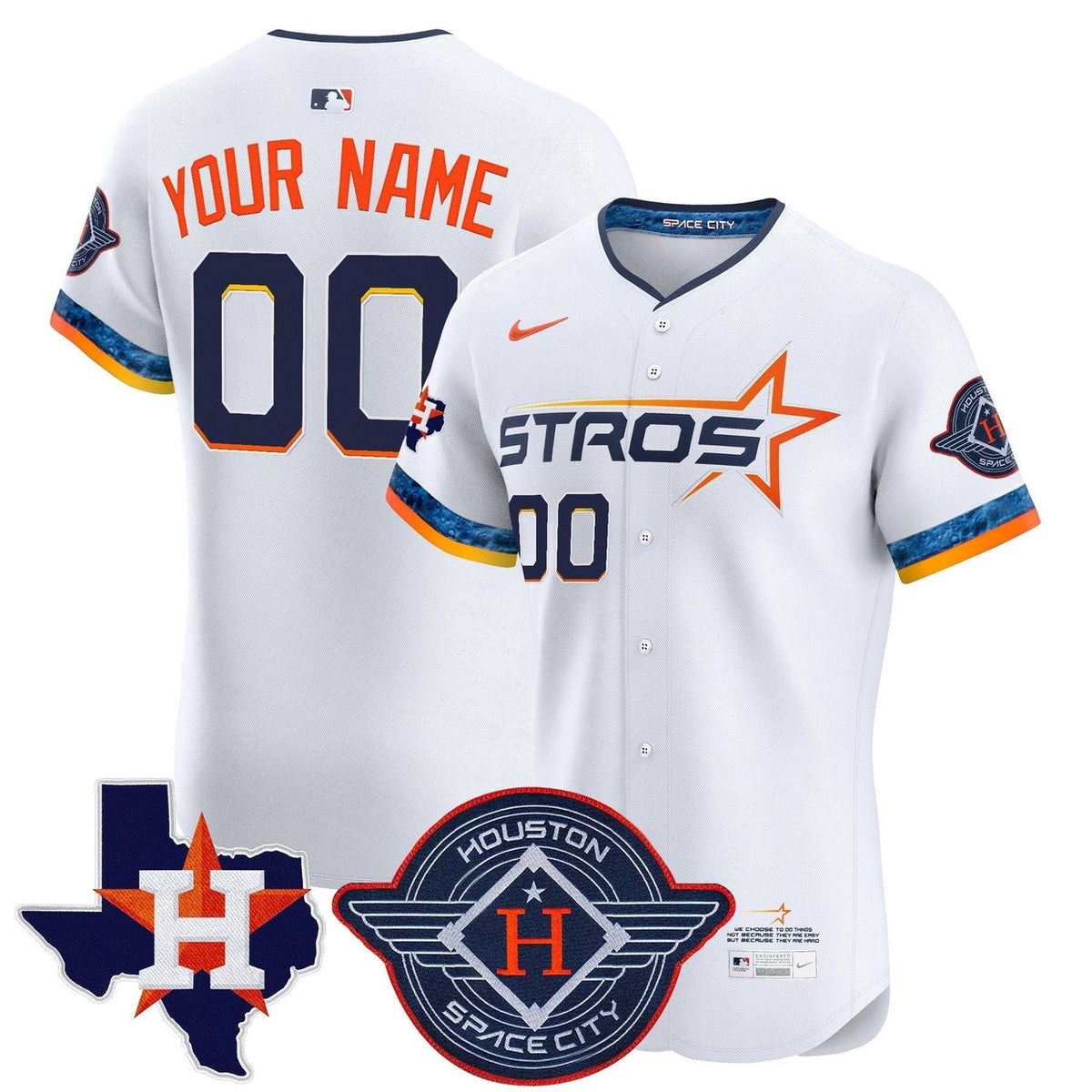 Houston Astros 2025 City Connect Texas Patch Vapor Premier Elite Custom Jersey
