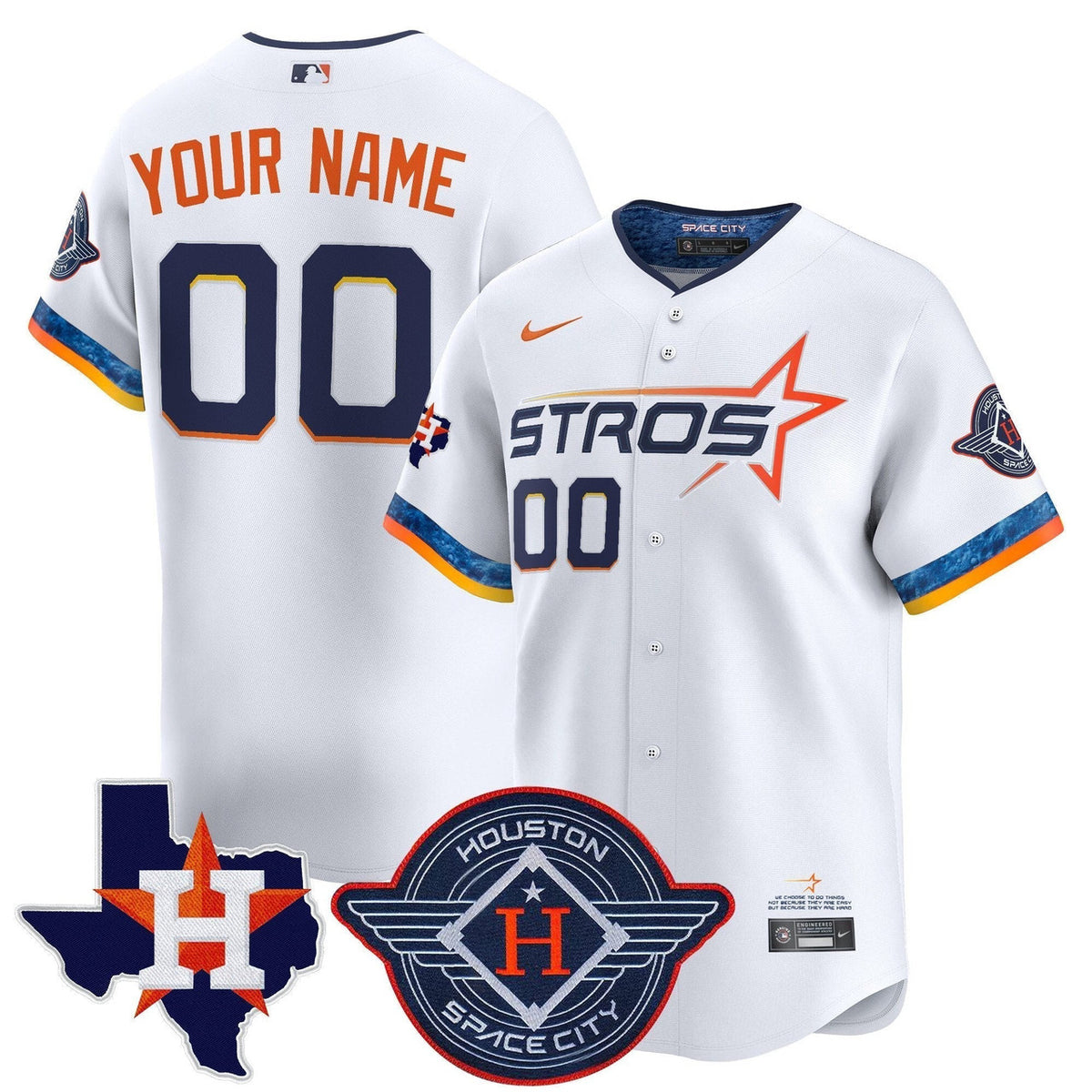 Houston Astros 2025 City Connect Texas Patch Vapor Premier Limited Custom Jersey