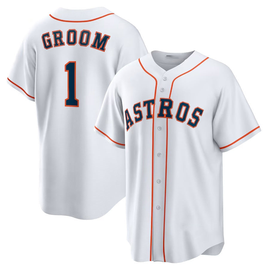 Houston Astros #1 Groom Home Baseball Limited Jersey - White