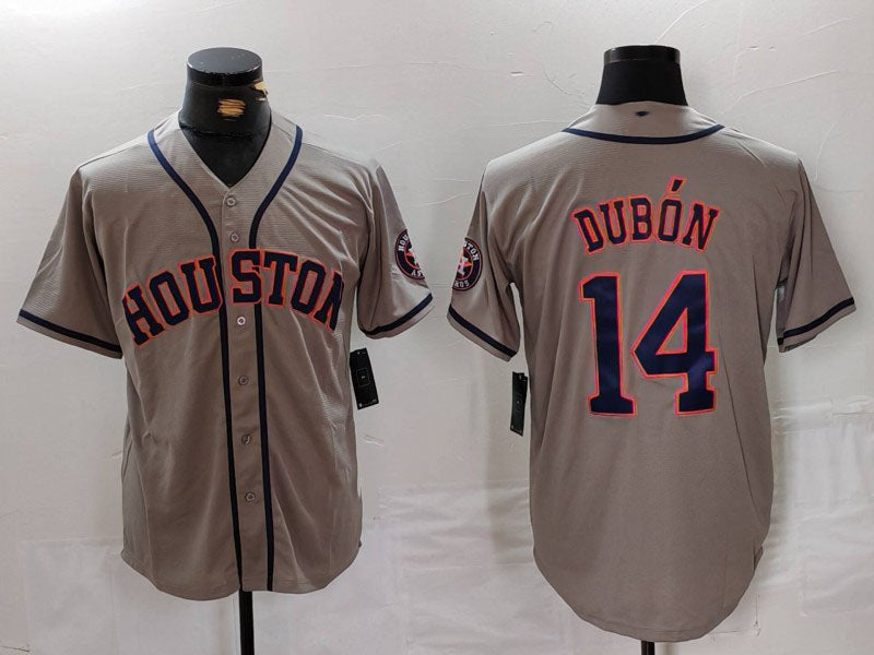 Mauricio Dubon #14 Houston Astros Patch Cool Base Baseball Je Limited Jersey - Grey