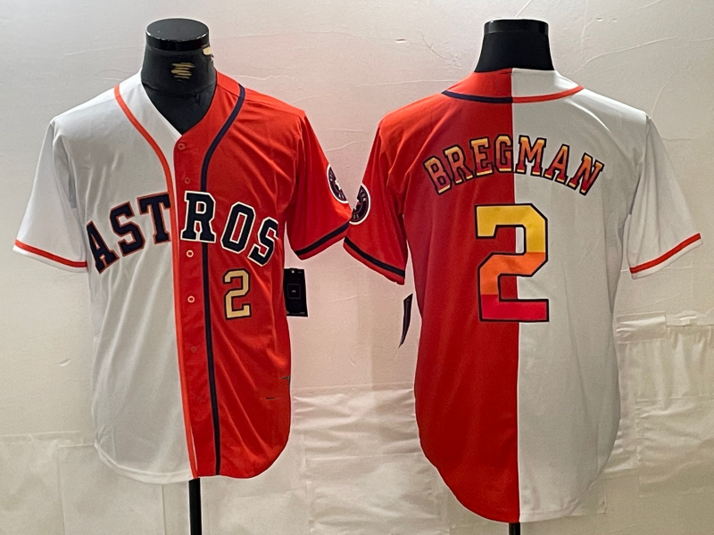 Alex Bregman #2 Houston Astros Split Baseball Jerseys Limited Jersey - White Orange