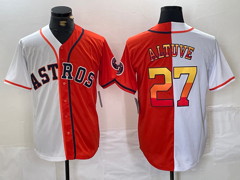 Jose Altuve #27 Houston Astros Split Limited Baseball Jersey - White Orange
