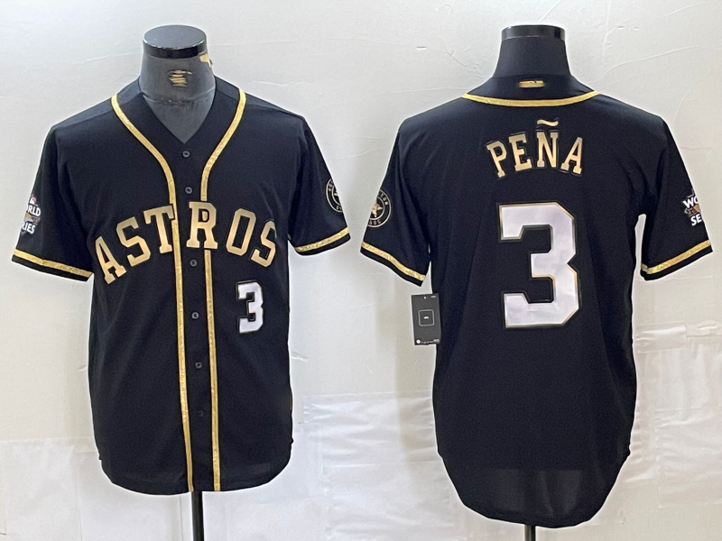 Jeremy Pena #3 Houston Astros Player Number Limited Cool Base Baseball Jersey - Black Gold