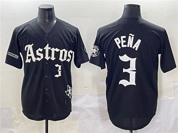 Jeremy Pena #3 Houston Astros Gothic 'Houston Born Barrio Raised' Limited Jersey - Black