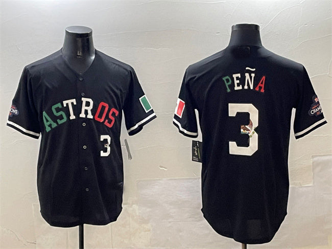 Jeremy Pena #3 Houston Astros Mexico World Serise Champions Patch Coo Limited Jersey - Black