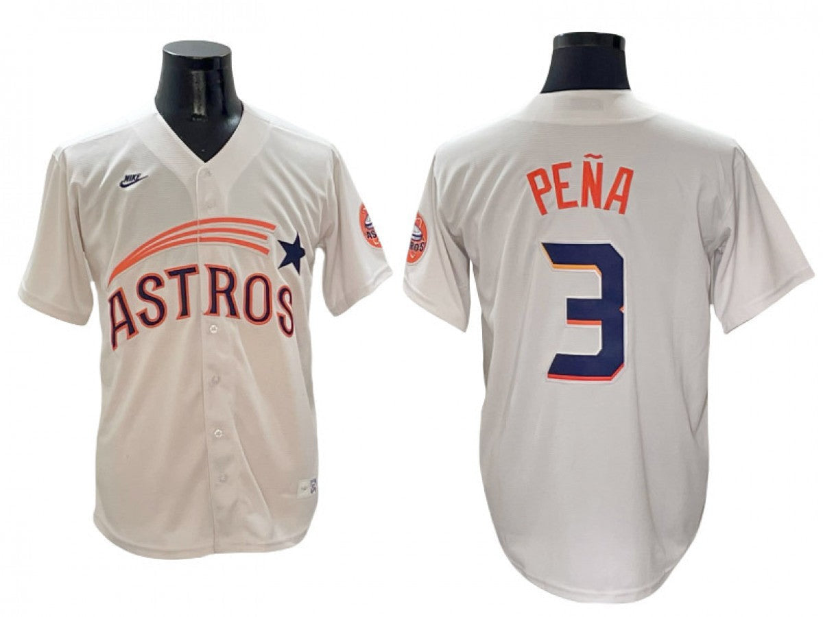 Jeremy Pena #3 Houston Astros Throwback Cooperstown Limited Jer Jersey - Cream