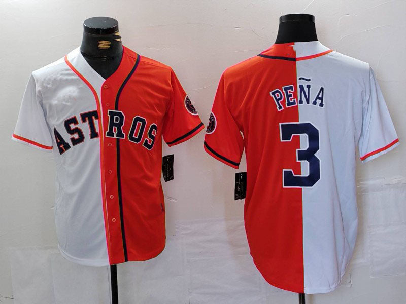 Jeremy Pena #3 Houston Astros Split Limited Baseball Jersey - White Orange