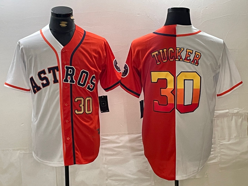 Kyle Tucker #30 Houston Astros Split Baseball Jerseys Limited Jersey - White Orange