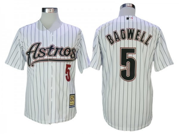 Jeff Bagwell #5 Houston Astros Pinstripe Cooperstown Limited Jersey - White