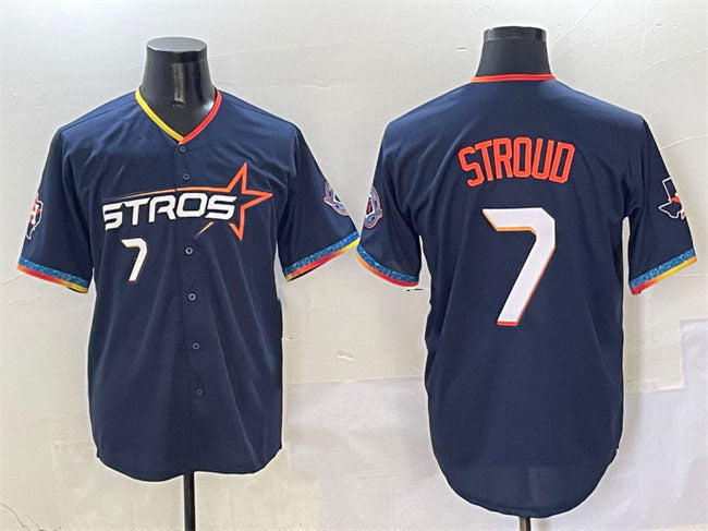 C.J. Stroud #7 Houston Astros 2025 City Connect Texas Patch Limited St Jersey - Navy