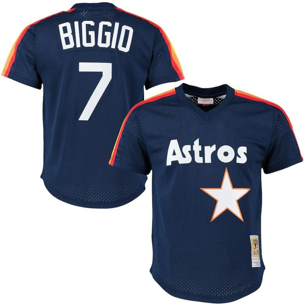 Craig Biggio #7 Houston Astros 1991 Throwback Mesh Pullover Limited Jersey - Navy