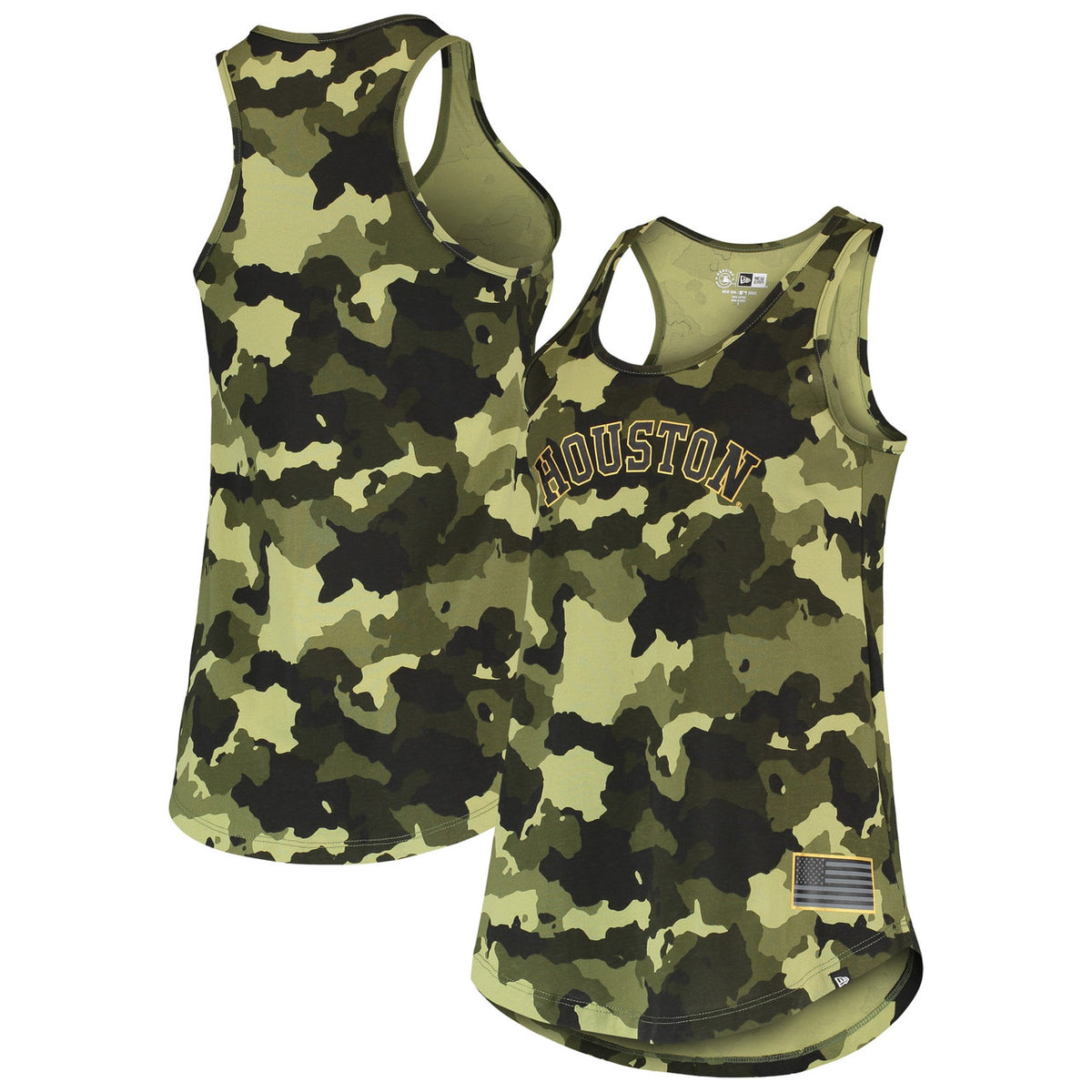 Houston Astros New Era Womens 2022 Armed Forces Day Racerback Tank Top Green Limited Jersey - Camo