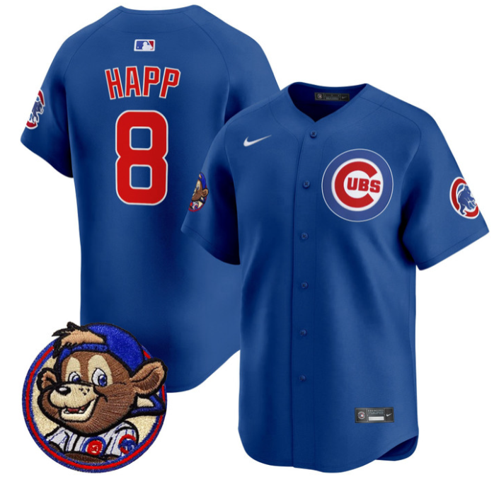 Ian Happ #8 Chicago Cubs Clark Patch Vapor Premier Limited Jersey - Royal