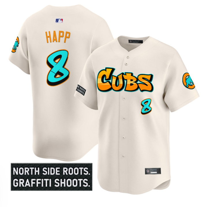 Ian Happ #8 Chicago Cubs Graffiti North Side Edition Limited Jersey - Cream