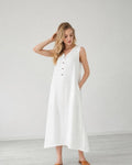 V-neck Sleeveless Cotton Linen Dress Summer Linen Dress