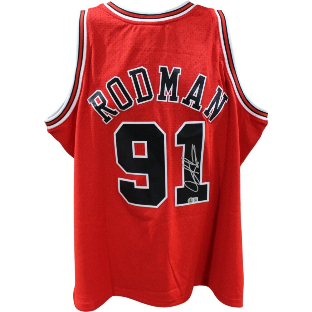 Dennis Rodman Autographed Chicago Bulls M&N Hardwood  Jersey Beckett 54631