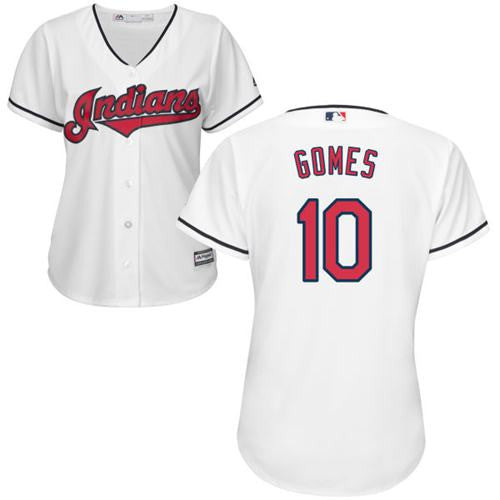 Cleveland Indians #10 Womens Yan Gomes Home Limited Jersey - White
